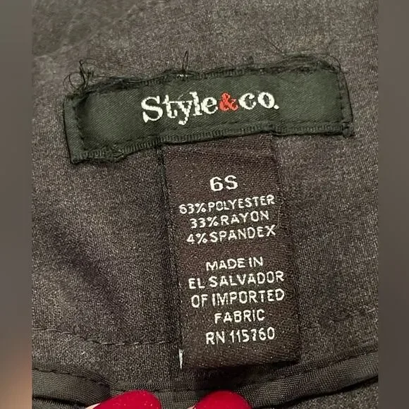 Style & Co Dark Gray Mid-Rise Stretch Wide-Leg Pants Size 6 Short - Picture 3 of 7